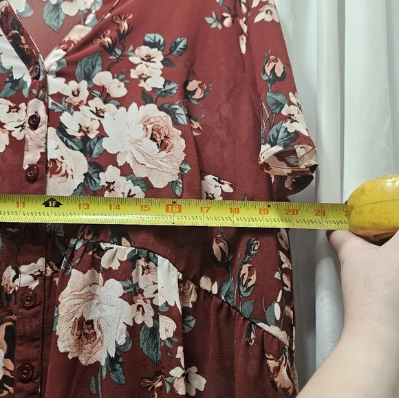 Torrid Plus Size High Low Sheer Button Down Babydoll Floral Tunic Top! - Picture 4 of 5